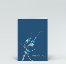 Danksagung: Zarter Blumenzweig auf blau Herzlichen Dank