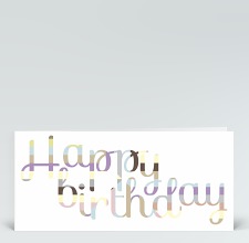 Geburtstagskarte: Happy Birthday geschwungen pastellfarben