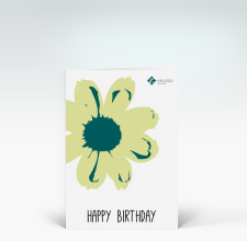 Geburtstagskarte: Happy Birthday Blume Pop-Art in grün