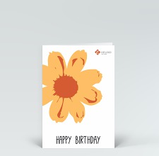 Geburtstagskarte: Happy Birthday Blume Pop-Art in orange