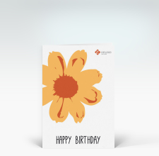 Geburtstagskarte: Happy Birthday Blume Pop-Art in orange