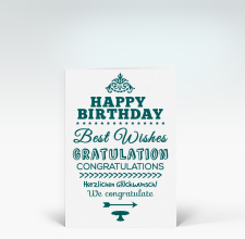 Geburtstagskarte: Happy Birthday typografisch in grün oval