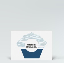 Geburtstagskarte: Postkarte Glückwunsch Muffin blau 