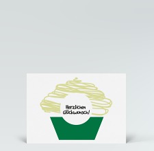 Geburtstagskarte: Postkarte Glückwunsch Muffin grün