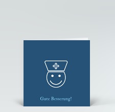 Genesungskarte: Besserungs-Smiley auf blau
