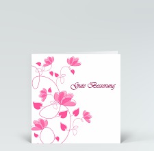 Genesungskarte: Pinke Blumen, Genesungswünsche handgemalt