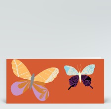 Glückwunschkarte: Schmetterlinge orange