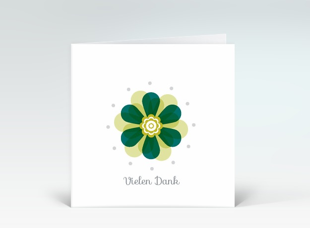 Danksagung Zarte Blume in grün vielen Dank Vorderseite