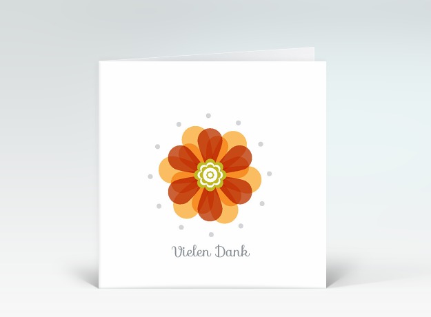 Danksagung Zarte Blume in orange vielen Dank Vorderseite