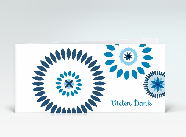 Danksagung Blütenvielfalt vielen Dank in blau Vorderseite