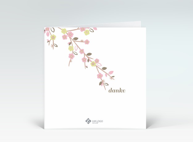 Danksagung Kirschblüten rosa Danke Vorderseite