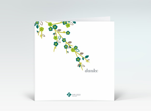 Danksagung Kirschblüten grün Danke Vorderseite