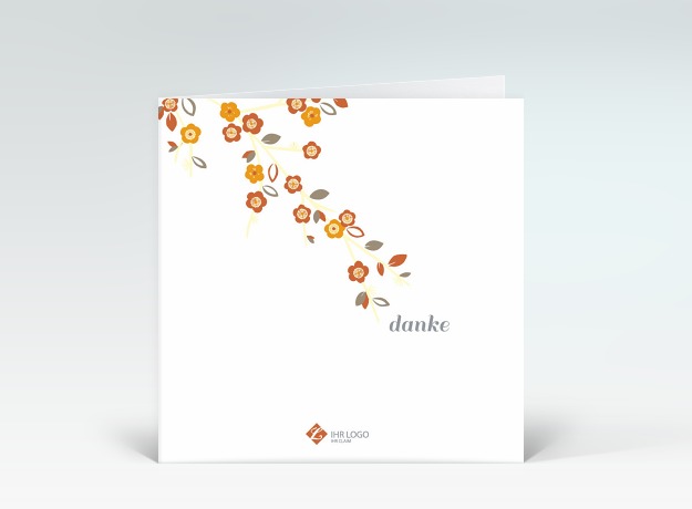 Danksagung Kirschblüten orange Danke Vorderseite