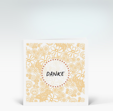 Danksagung: Florales Muster in hellem orange Danke