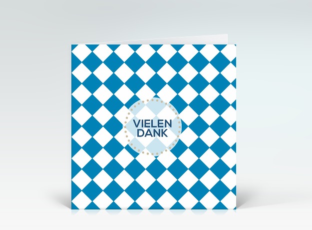 Danksagung Blau-Weiß kariert Vielen Dank Vorderseite