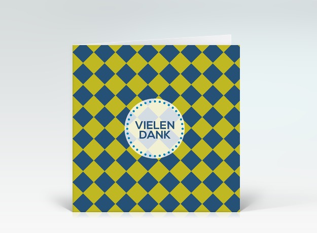 Danksagung Blau-Grün kariert Vielen Dank Vorderseite