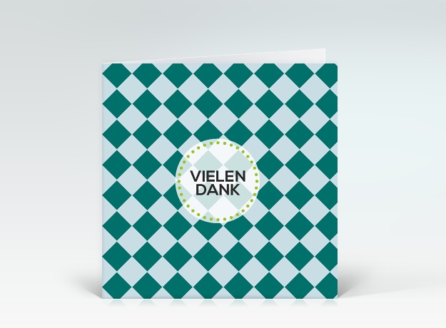 Danksagung Hellblau-Grün kariert Vielen Dank Vorderseite