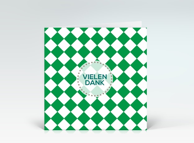 Danksagung Grün-Weiß kariert Vielen Dank Vorderseite