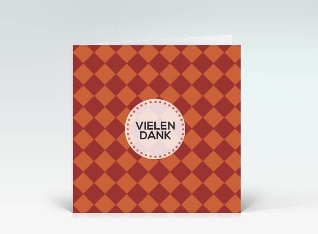 Danksagung Rot-Orange kariert Vielen Dank Vorderseite