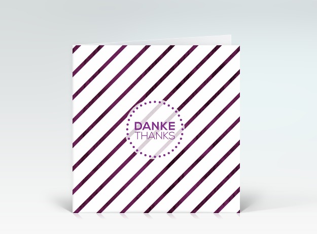 Danksagung Marmorierte feine Streifen in pink Danke Vorderseite