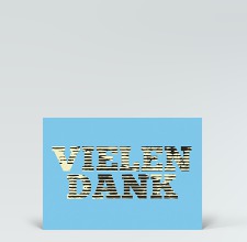Danksagung: Postkarte Tigerschrift Vielen Dank auf hellblau