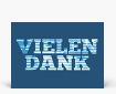 Danksagungen: Postkarte Tigerschrift Vielen Dank auf blau DK1055