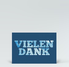 Danksagung: Postkarte Tigerschrift Vielen Dank auf blau