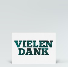 Danksagung: Postkarte Tigerschrift Vielen Dank in grün
