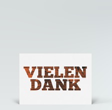 Danksagung: Postkarte Tigerschrift Vielen Dank in orange