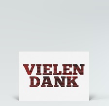 Danksagung: Postkarte Tigerschrift Vielen Dank in rot