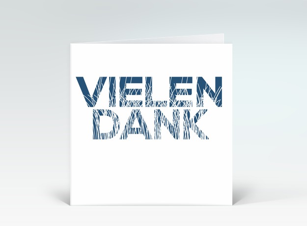 Danksagung Gras in Schrift Vielen Dank blau Vorderseite