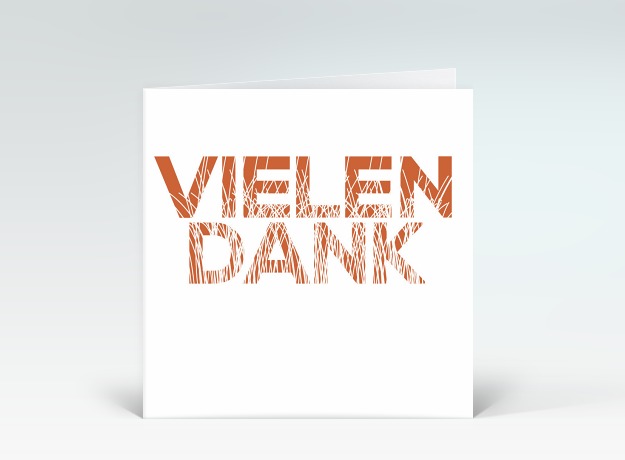 Danksagung Gras in Schrift Vielen Dank orange Vorderseite