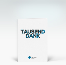 Danksagung: Zebra-Schrift tausend Dank in blau