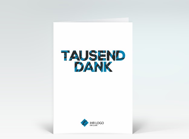 Danksagung Zebra-Schrift tausend Dank in blau Vorderseite