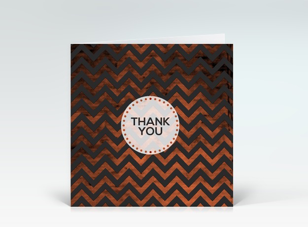 Danksagung Zickzack marmoriert orange-schwarz Thank You Vorderseite