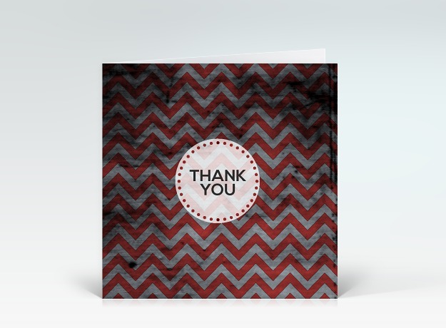 Danksagung Zickzack marmoriert rot-grau Thank You Vorderseite