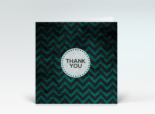 Danksagung Zickzack marmoriert türkis-schwarz Thank You Vorderseite