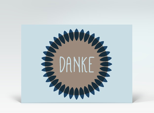 Danksagung Danke Postkarte Serie #3 blau Vorderseite