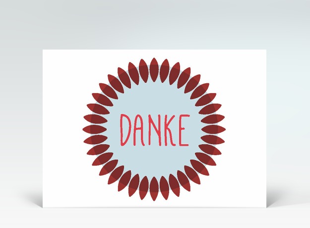 Danksagung Danke Postkarte Serie #3 rot Vorderseite
