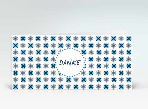 Danksagung Blumenmuster Danke blau Vorderseite