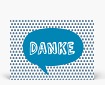 Danksagungen: Danke Postkarte Sprechblase auf Geschenkemuster blau DK1221