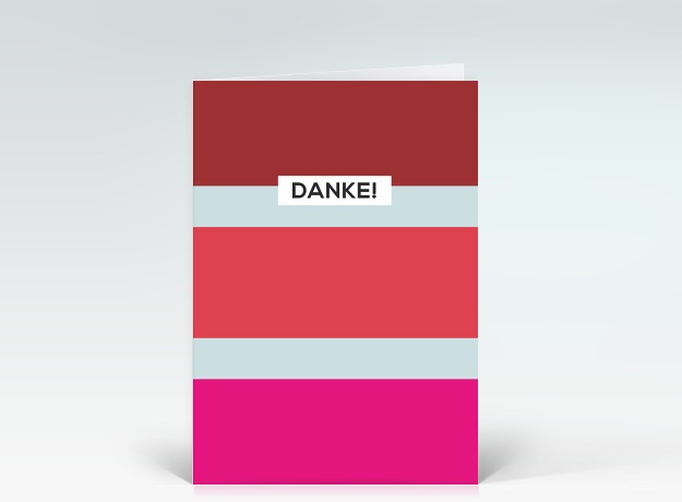 Danksagung Danke auf Streifen quer rot Vorderseite