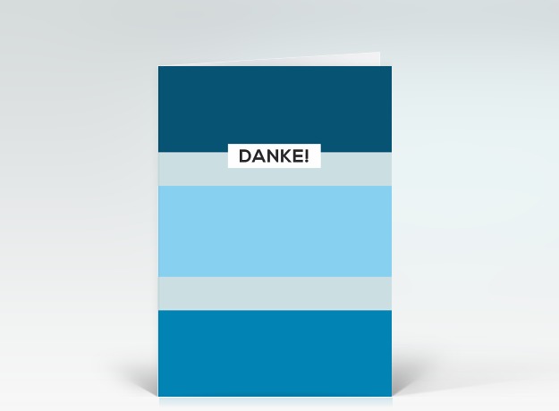 Danksagung Danke auf Streifen quer blau Vorderseite