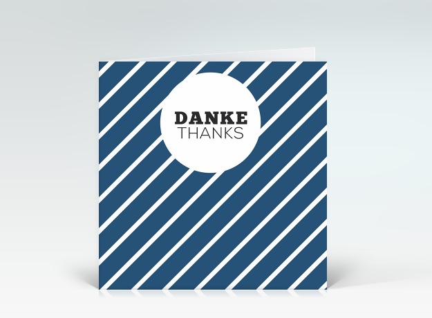 Danksagung Danke blau-weiß gestreift Vorderseite