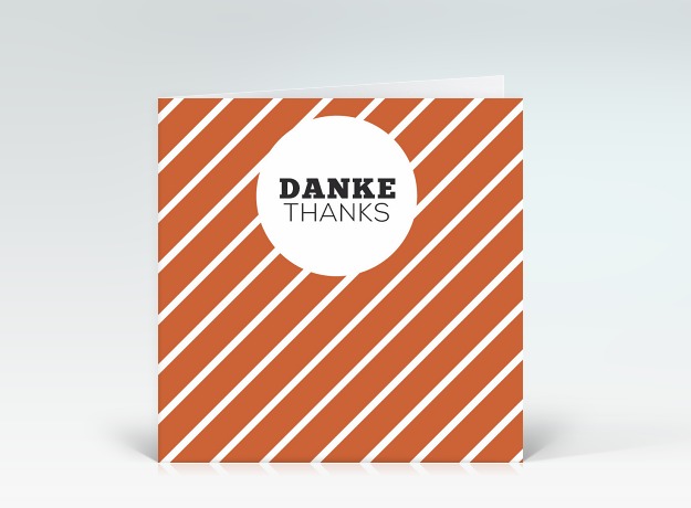 Danksagung Danke orange-weiß gestreift Vorderseite