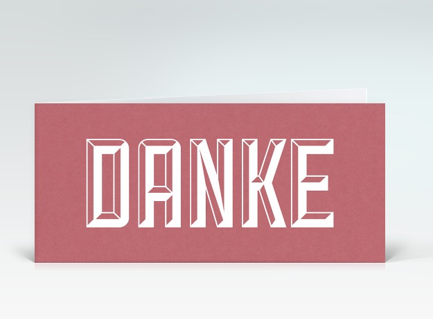 Danksagung DANKE auf rotem Karton Vorderseite