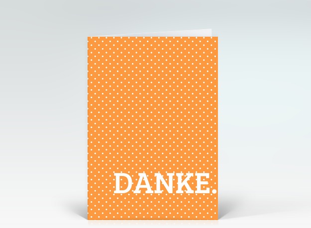 Danksagung Danke Punkte orange Vorderseite