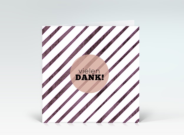Danksagung Vielen Dank - marmorierte Streifen in violett Vorderseite