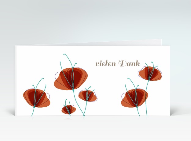 Danksagung Sechs Mohnblumen in orange vielen Dank Vorderseite
