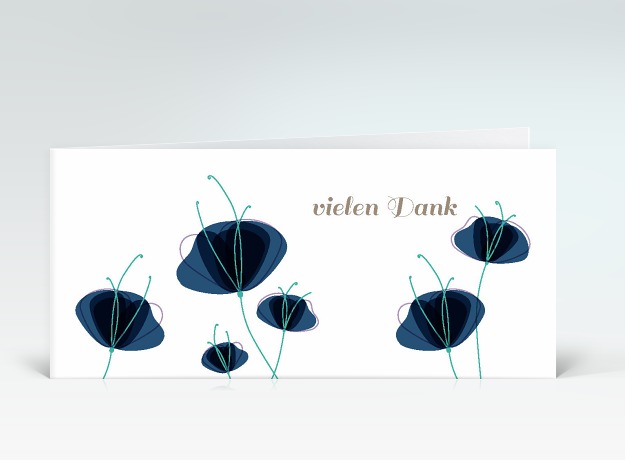 Danksagung Sechs Mohnblumen in blau vielen Dank Vorderseite